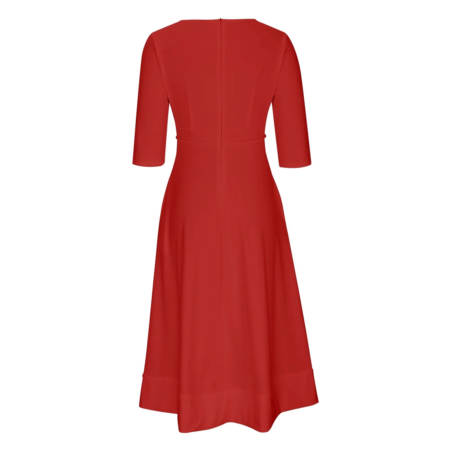 Women's Elegant A-Line Dress | Midi, Deep V-Neck