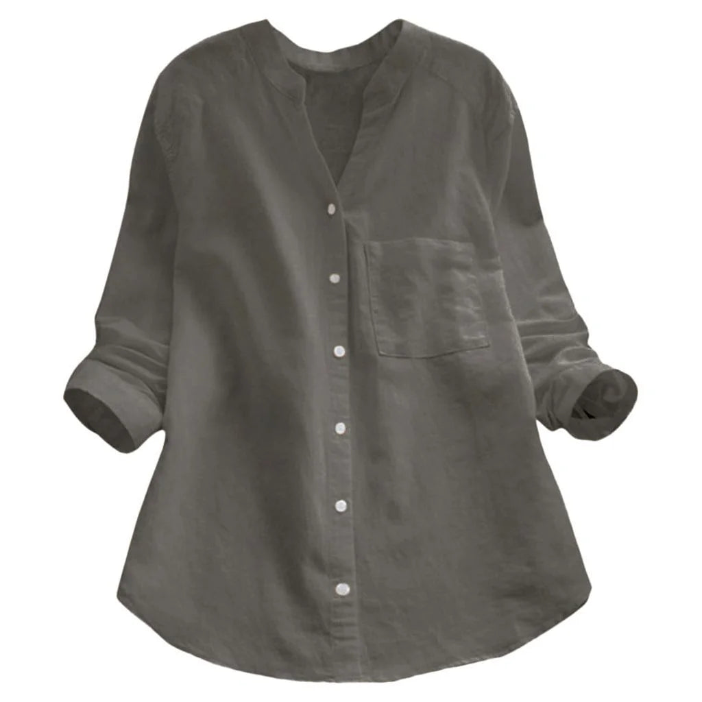 Women’s Summer Tunic Blouse | Long Sleeve, Button-Down