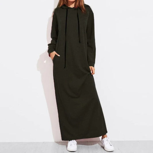 Zoey - Casual maxi dress with long sleeves and hood