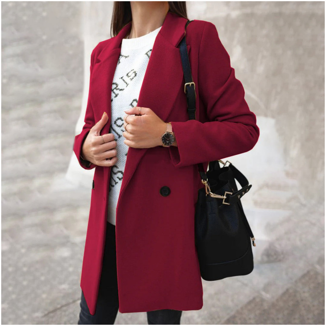 Hailie - Elegant and warm long buttoned trench coat