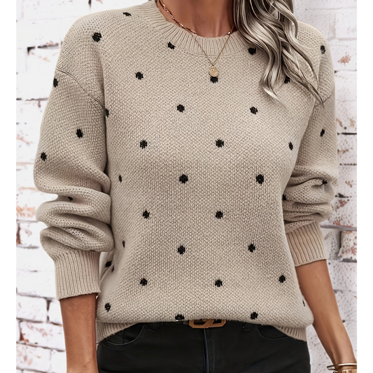 Ladies' Polka Dot Knit Jumper | Chic, Comfy, Year-Round Essential