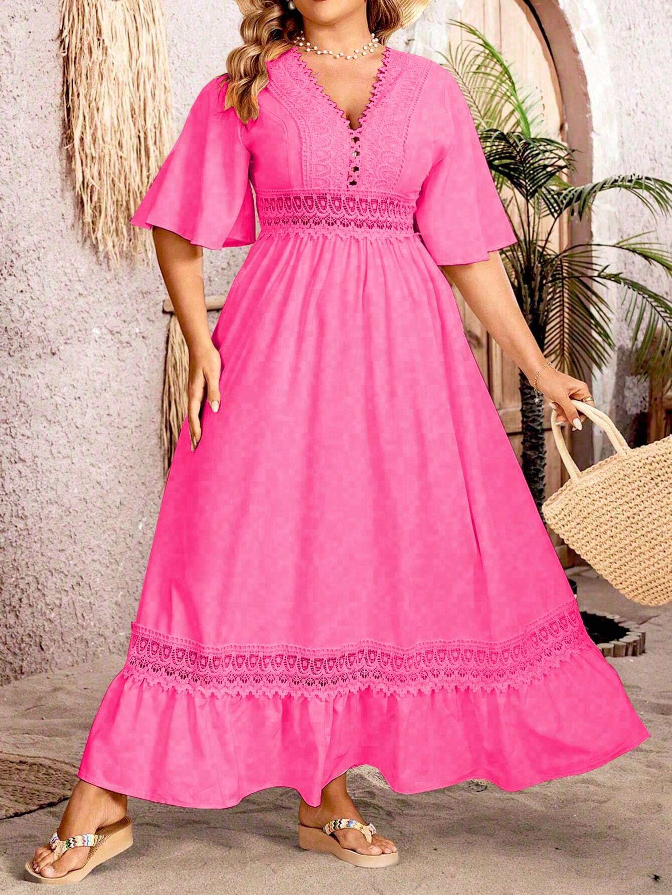 Charisse - Elegant maxi dress with V-neckline and A-line shape