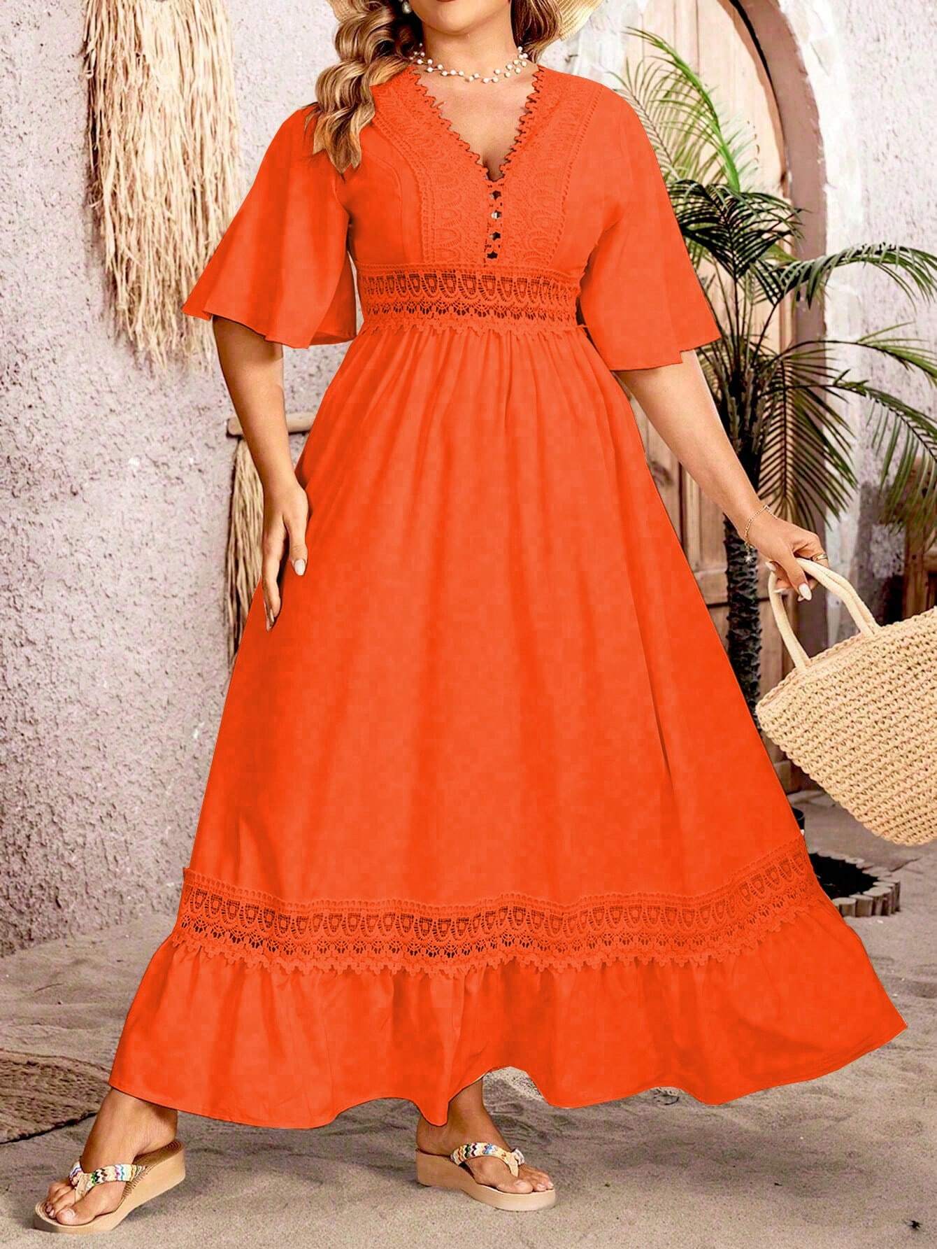Charisse - Elegant maxi dress with V-neckline and A-line shape