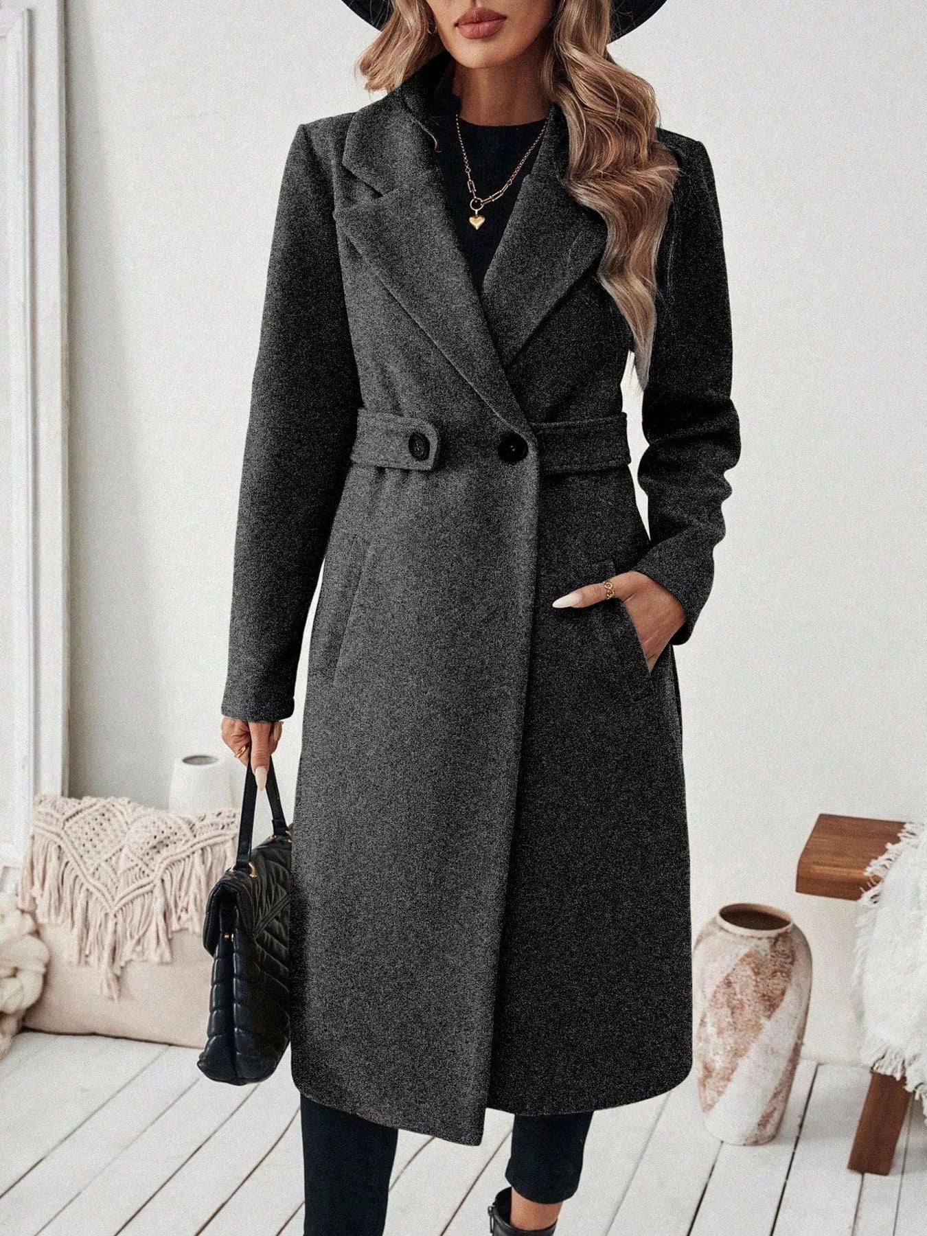 Taleah - Elegant one-button long trenchcoat