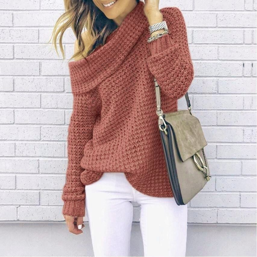 Aica - Casual One-Shoulder Knitted Sweater