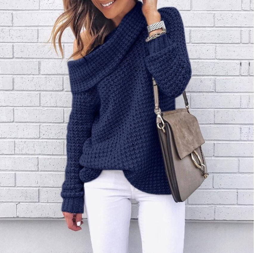 Aica - Casual One-Shoulder Knitted Sweater