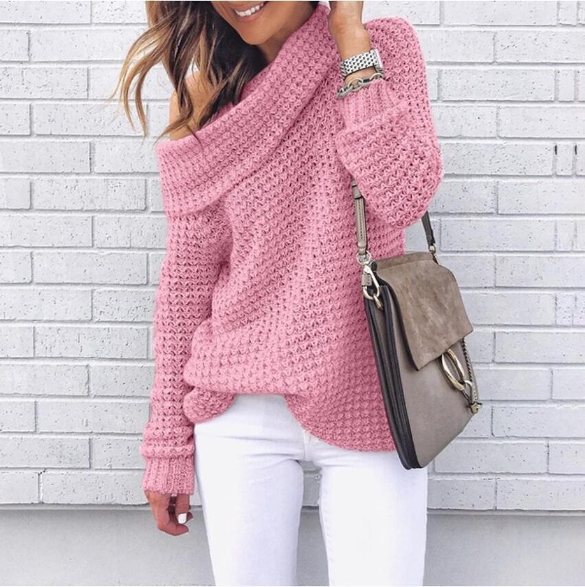 Aica - Casual One-Shoulder Knitted Sweater