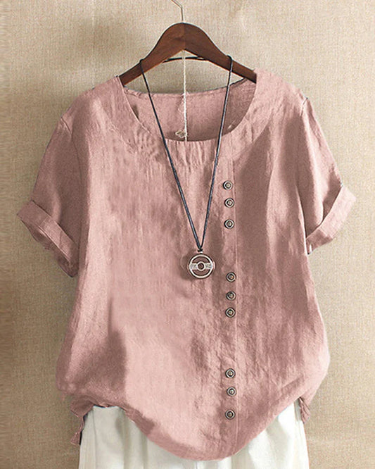 Women’s Casual Summer Shirt | Short Sleeve, Asymmetrical