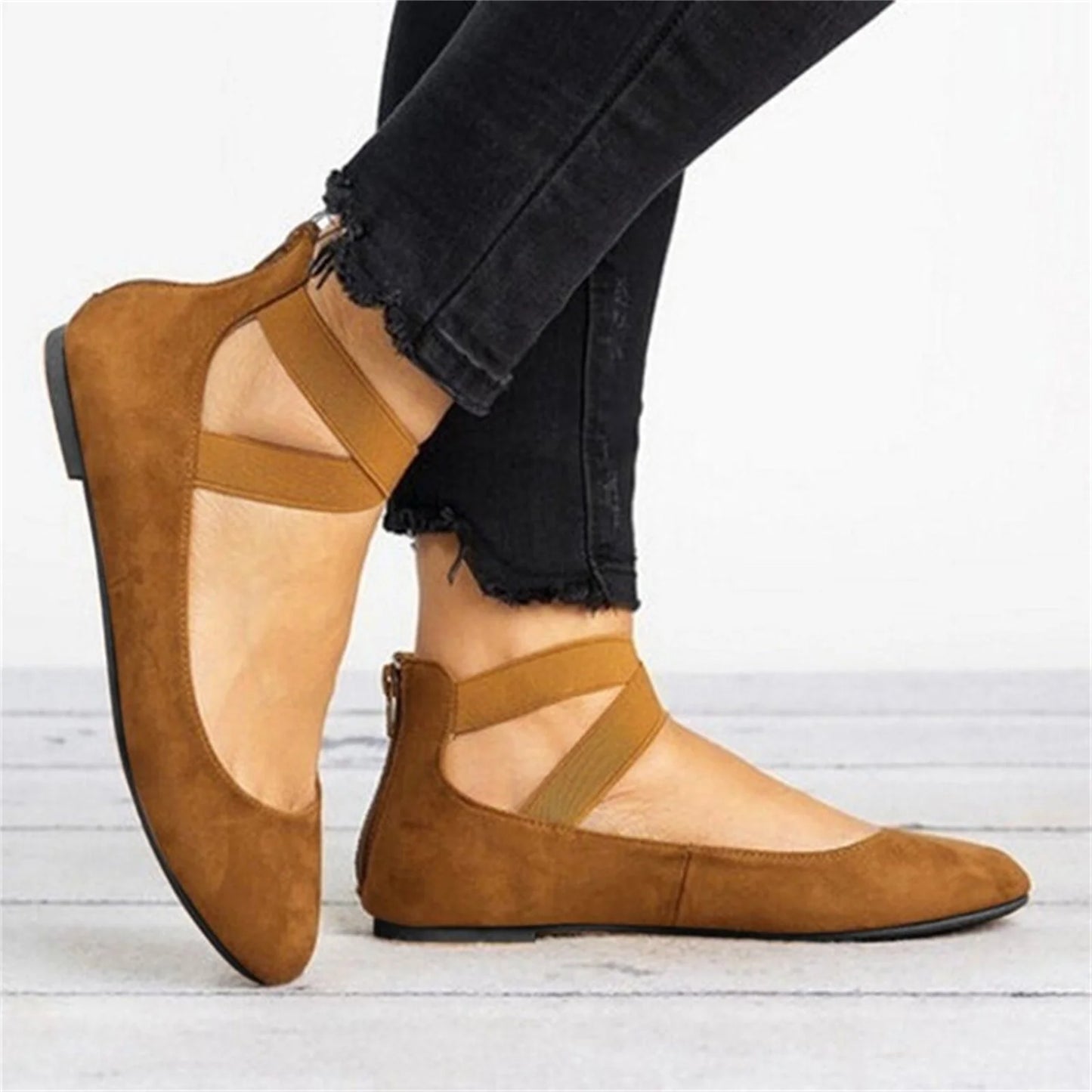 Women’s Summer Ballet Flats | Suede, Ankle Strap