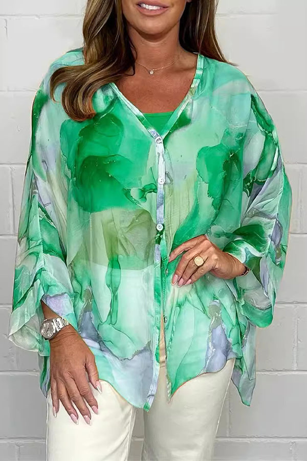 Zia - Colourful loose-fit long-sleeve blouse