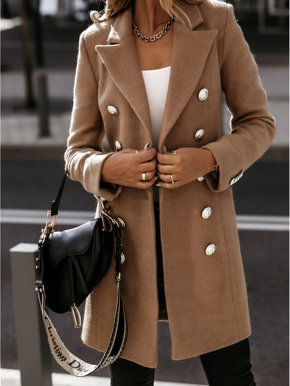 Naira - Elegant Long Double-Breasted Trench Coat