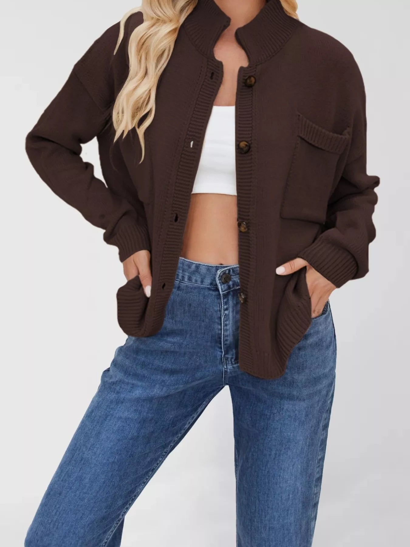 Lilliana - Casual knit button-down warm cardigan