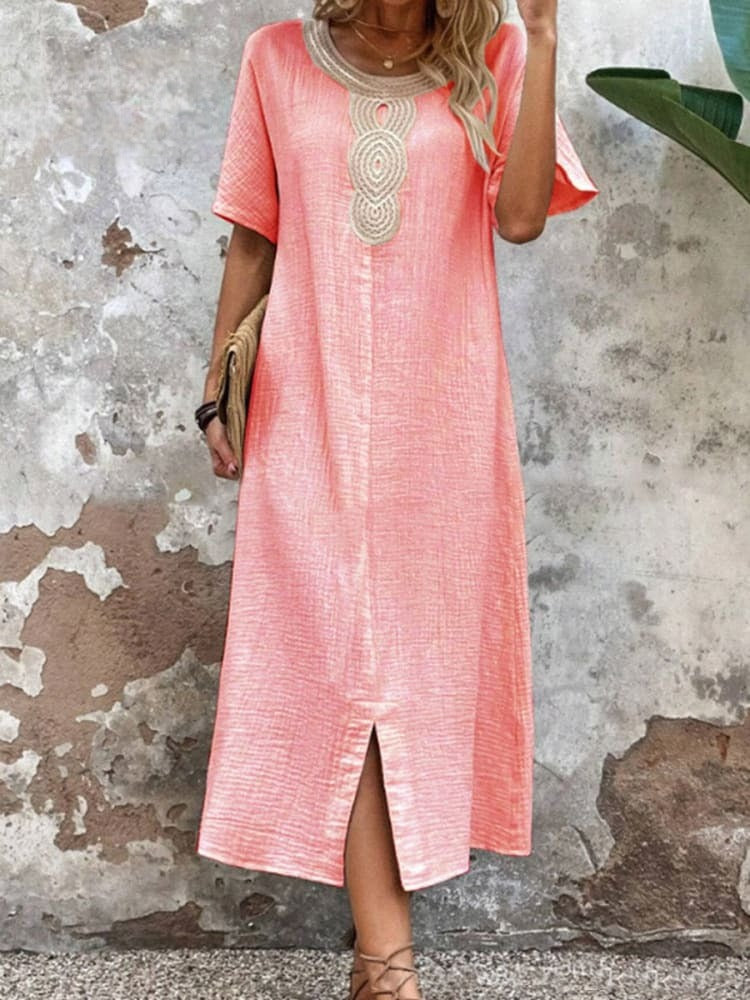 Geneva - Elegant short-sleeve long dress