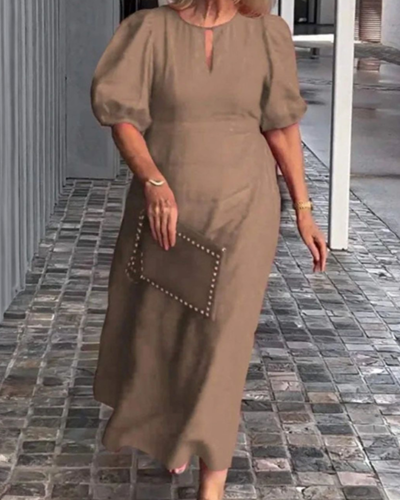Hyacintha - Casual maxi dress with puff sleeves