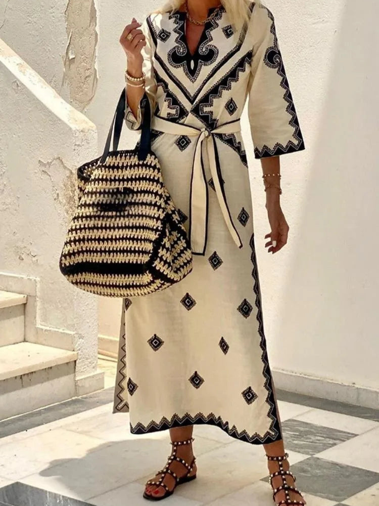 Zariah - Elegant vintage half-sleeve dress