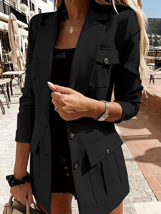 Evarine - Elegant long-sleeve blazer with lapel collar