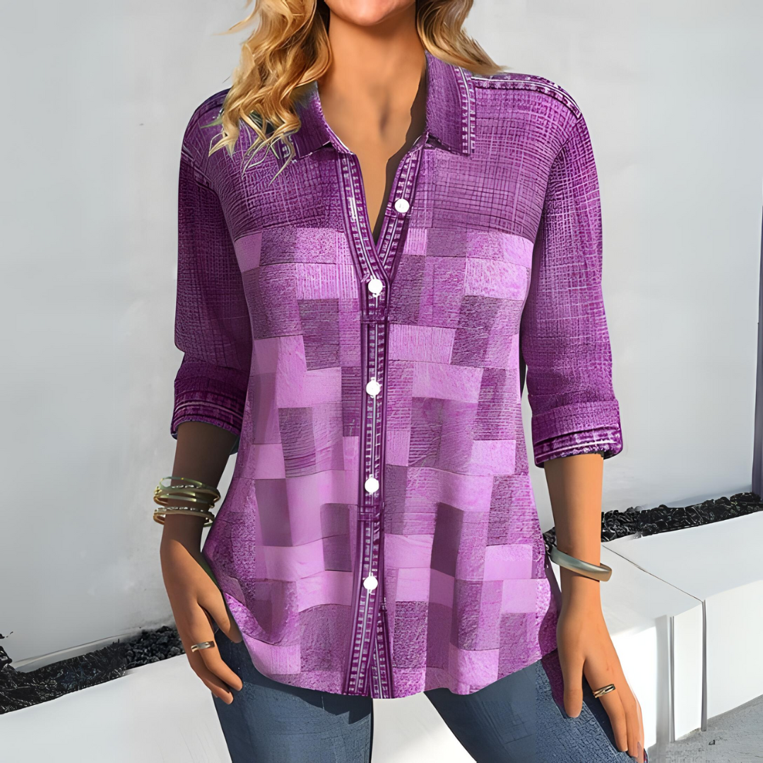 Zyrille - Elegant checked button-up blouse