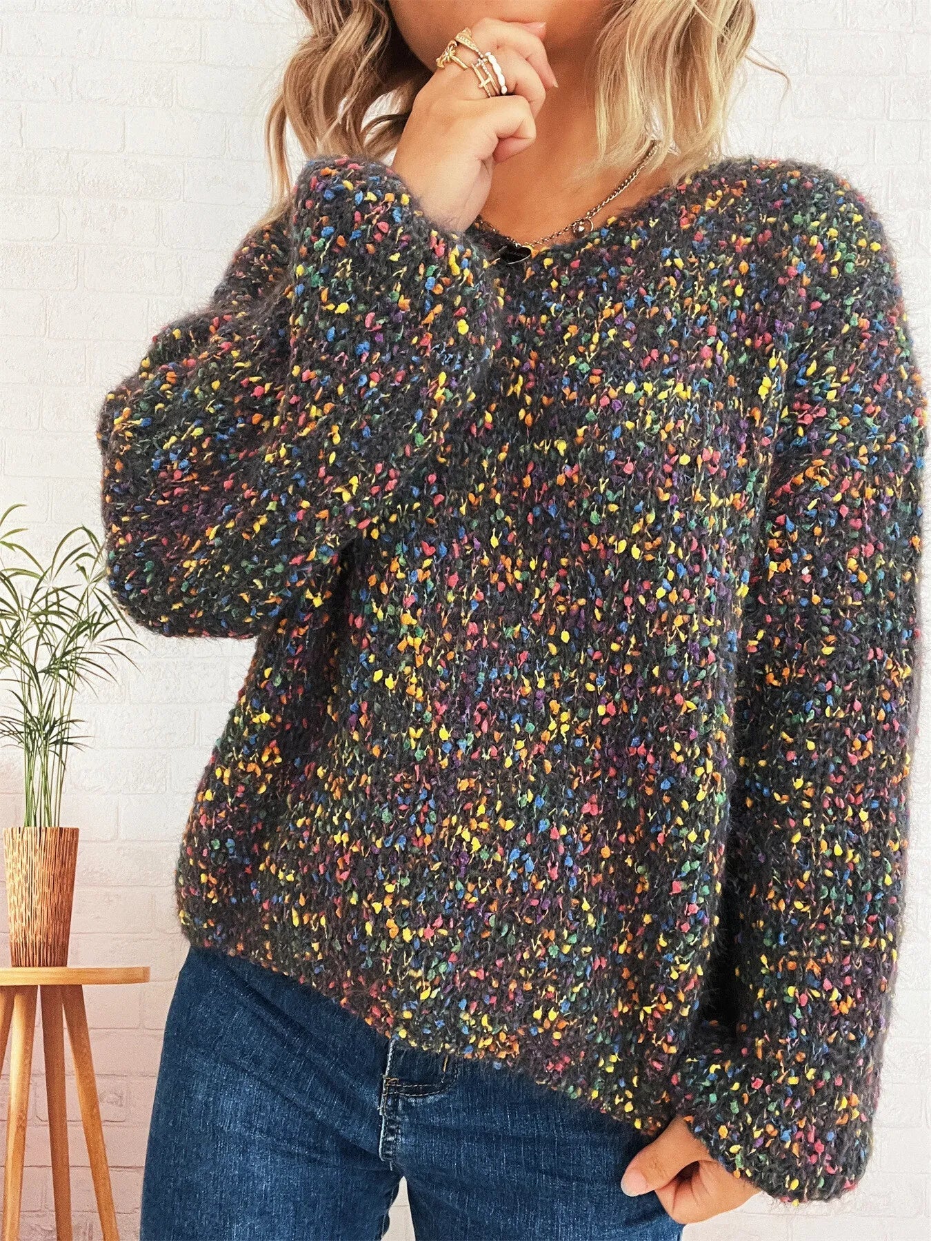 Karina - Comfortable Long-Sleeve Colourful Knit Jumper