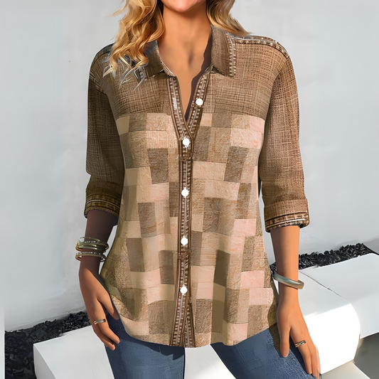 Zyrille - Elegant checked button-up blouse