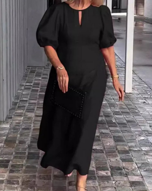 Hyacintha - Casual maxi dress with puff sleeves