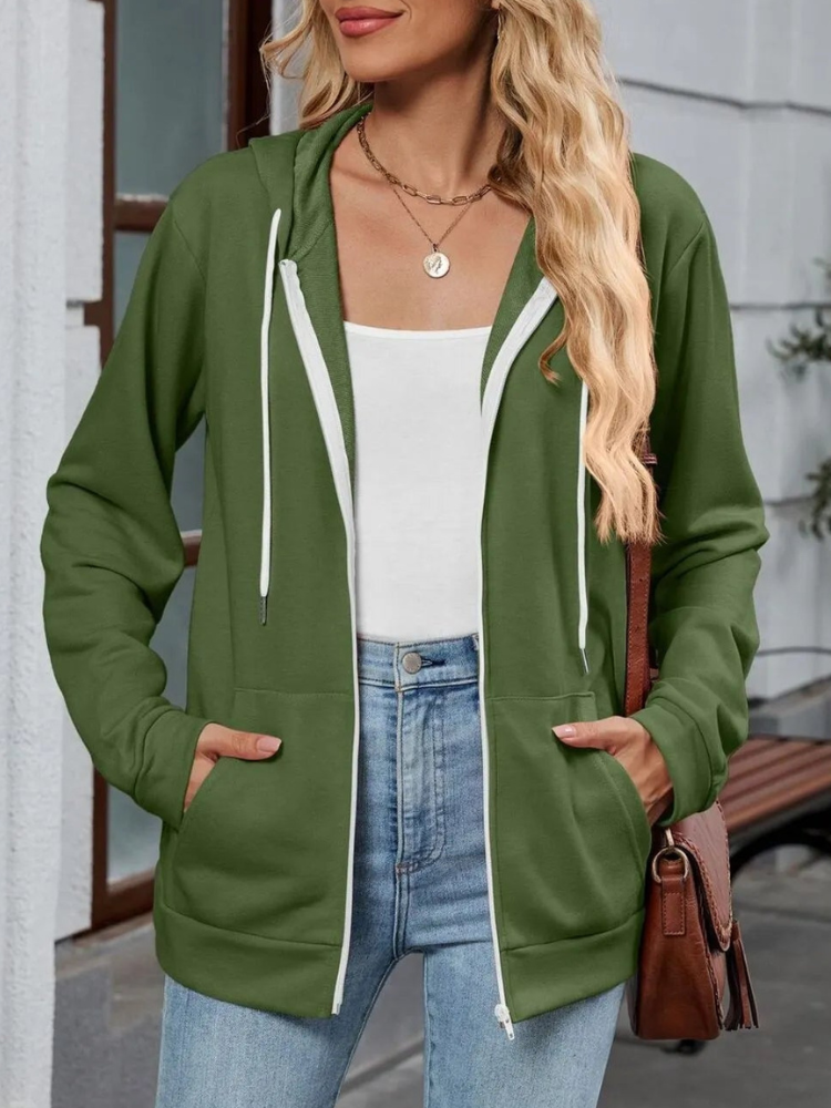 Urielle - Elegant hoodie jacket with adjustable drawstring and zip
