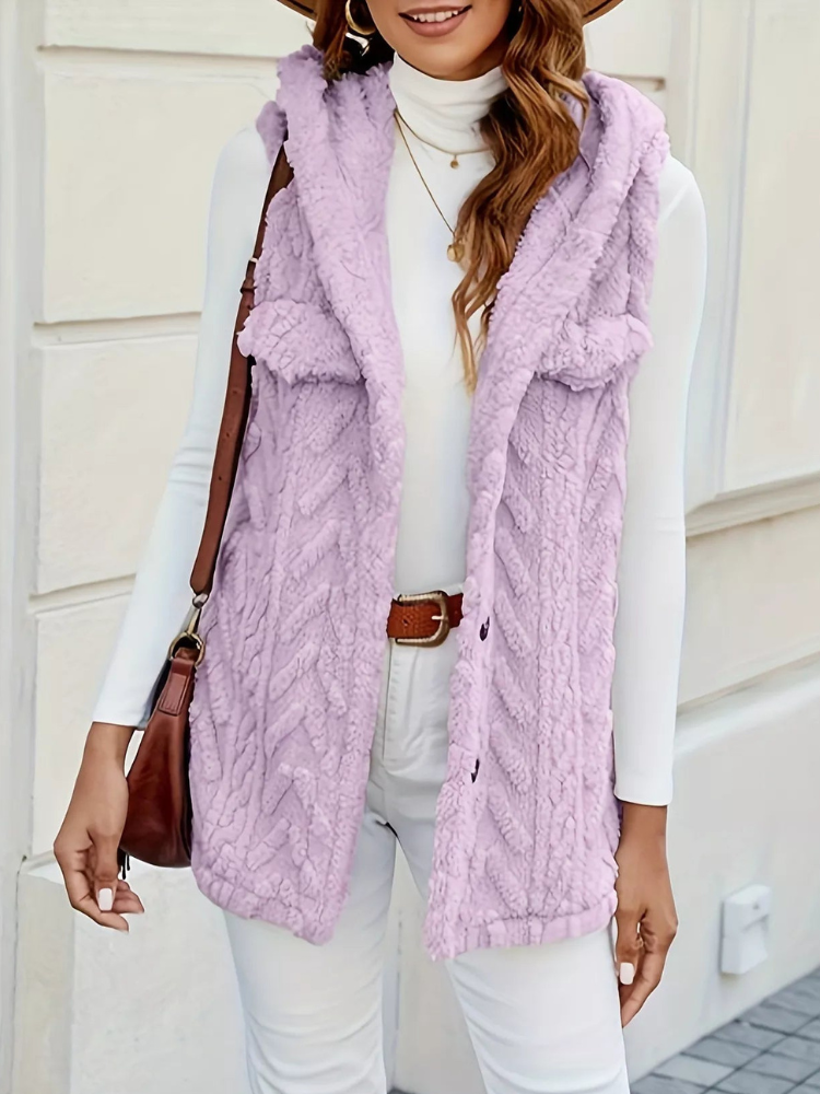 Quintina - Elegant Hooded Button-Front Vest