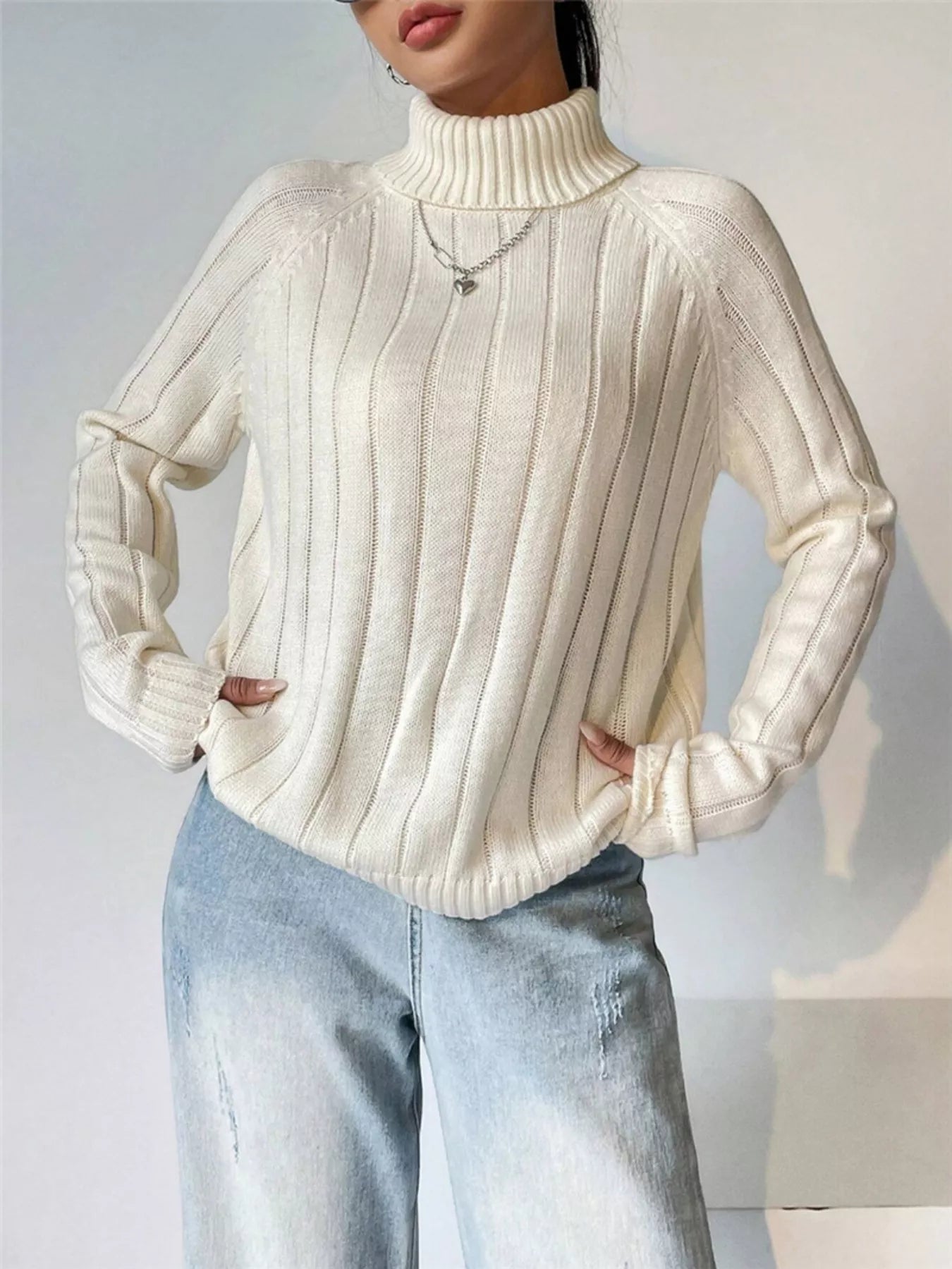 Kaila - Elegant Ribbed High-Neck Long-Sleeve Jumper
