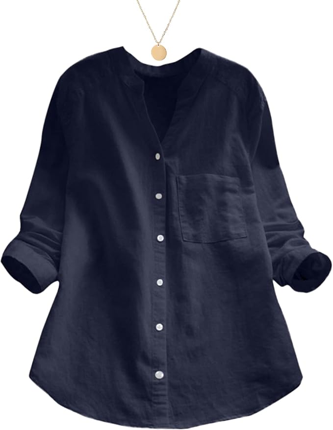 Women’s Summer Tunic Blouse | Long Sleeve, Button-Down