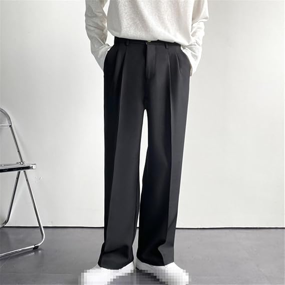 Men's Wide Leg Trousers | White, Pleated Front
