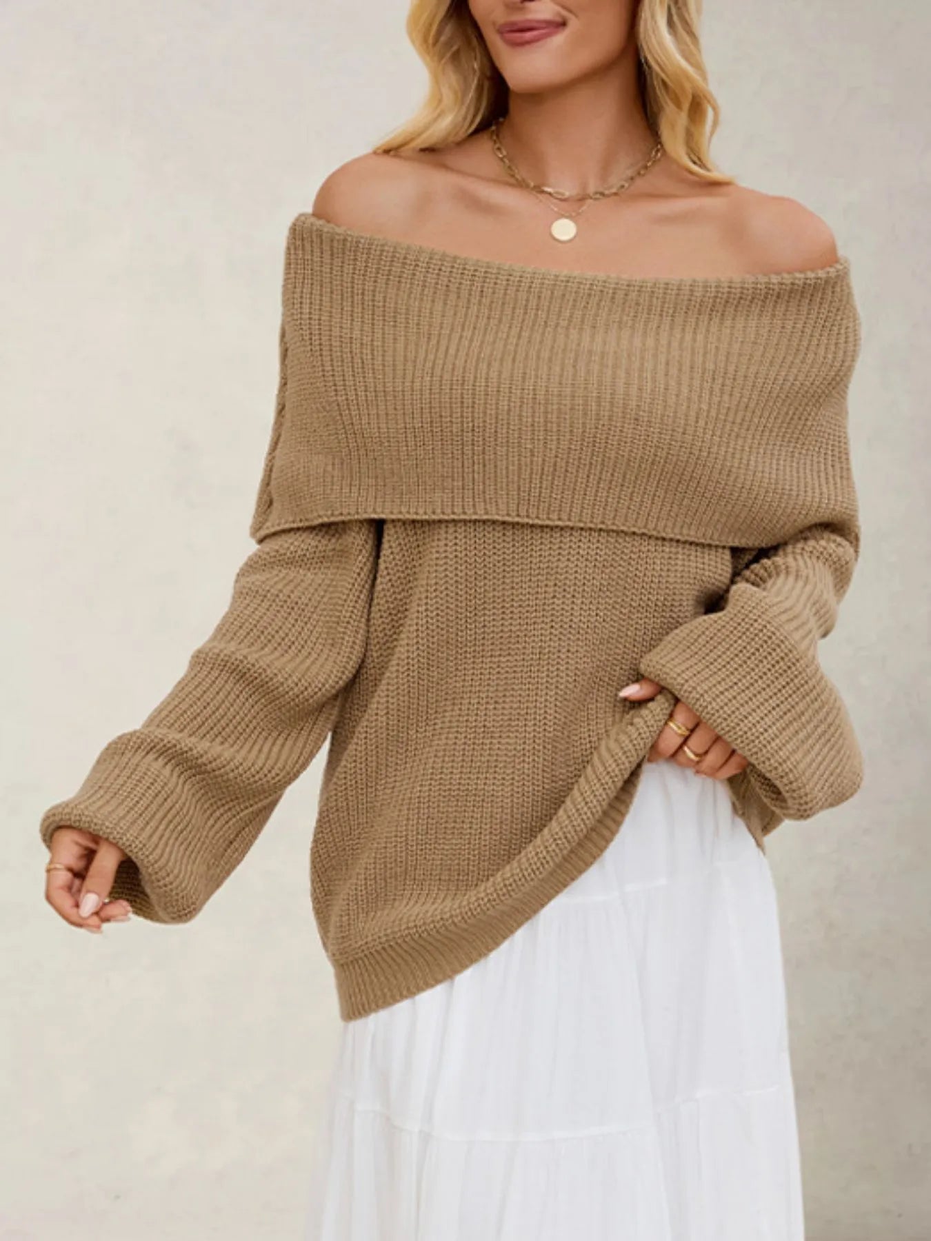 Xelaria - Elegant oversized long-sleeve jumper with collar