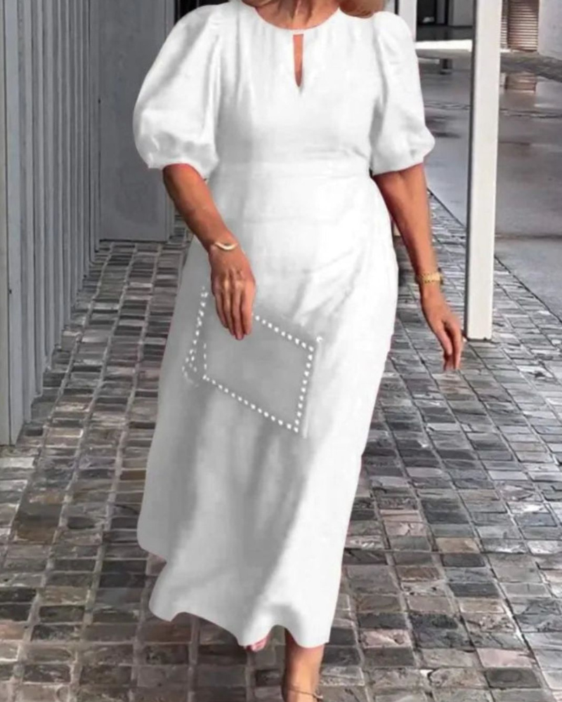 Hyacintha - Casual maxi dress with puff sleeves