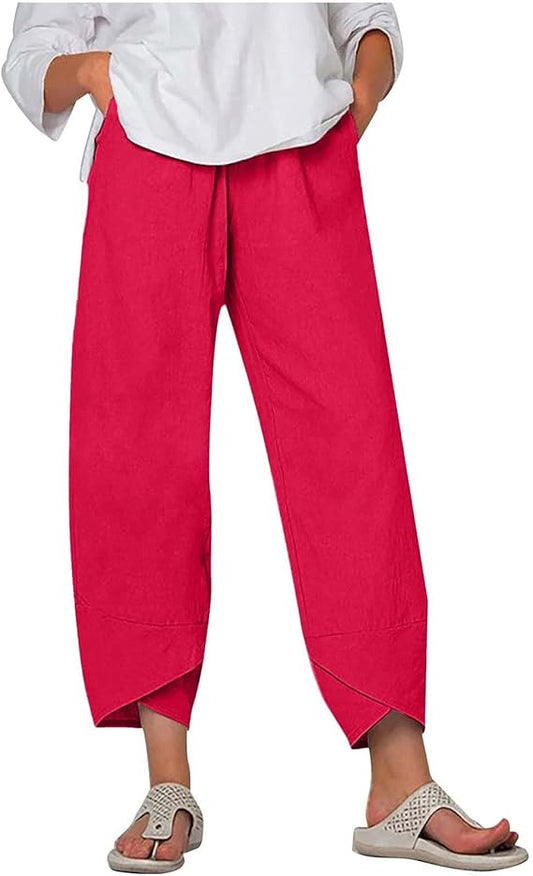 Women's Summer Pants | Cropped, Asymmetrical Hem