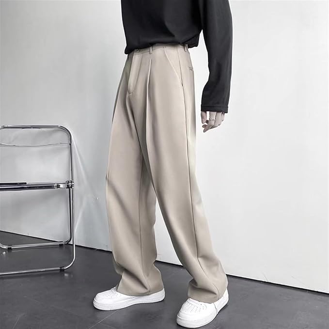 Men's Wide Leg Trousers | White, Pleated Front