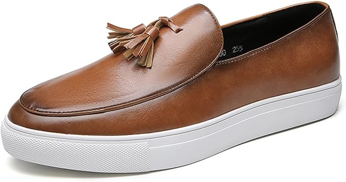 Men’s Slip On Casual Loafers Sneakers | Leather, Tassel Detail