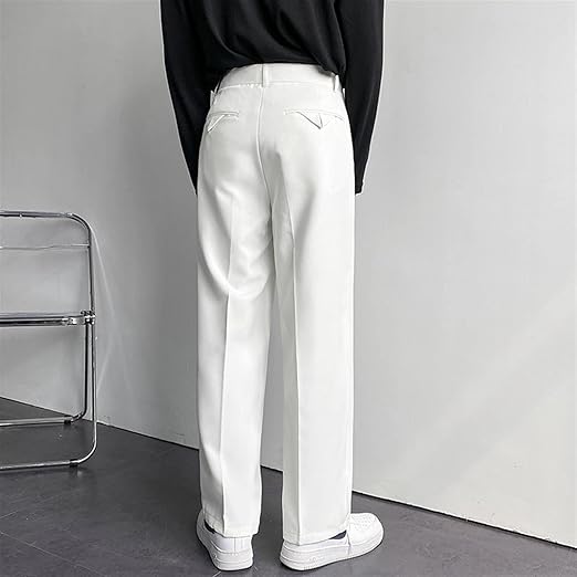 Men's Wide Leg Trousers | White, Pleated Front