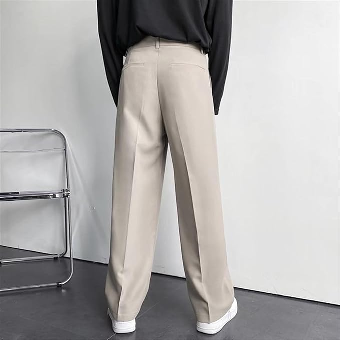 Men's Wide Leg Trousers | White, Pleated Front