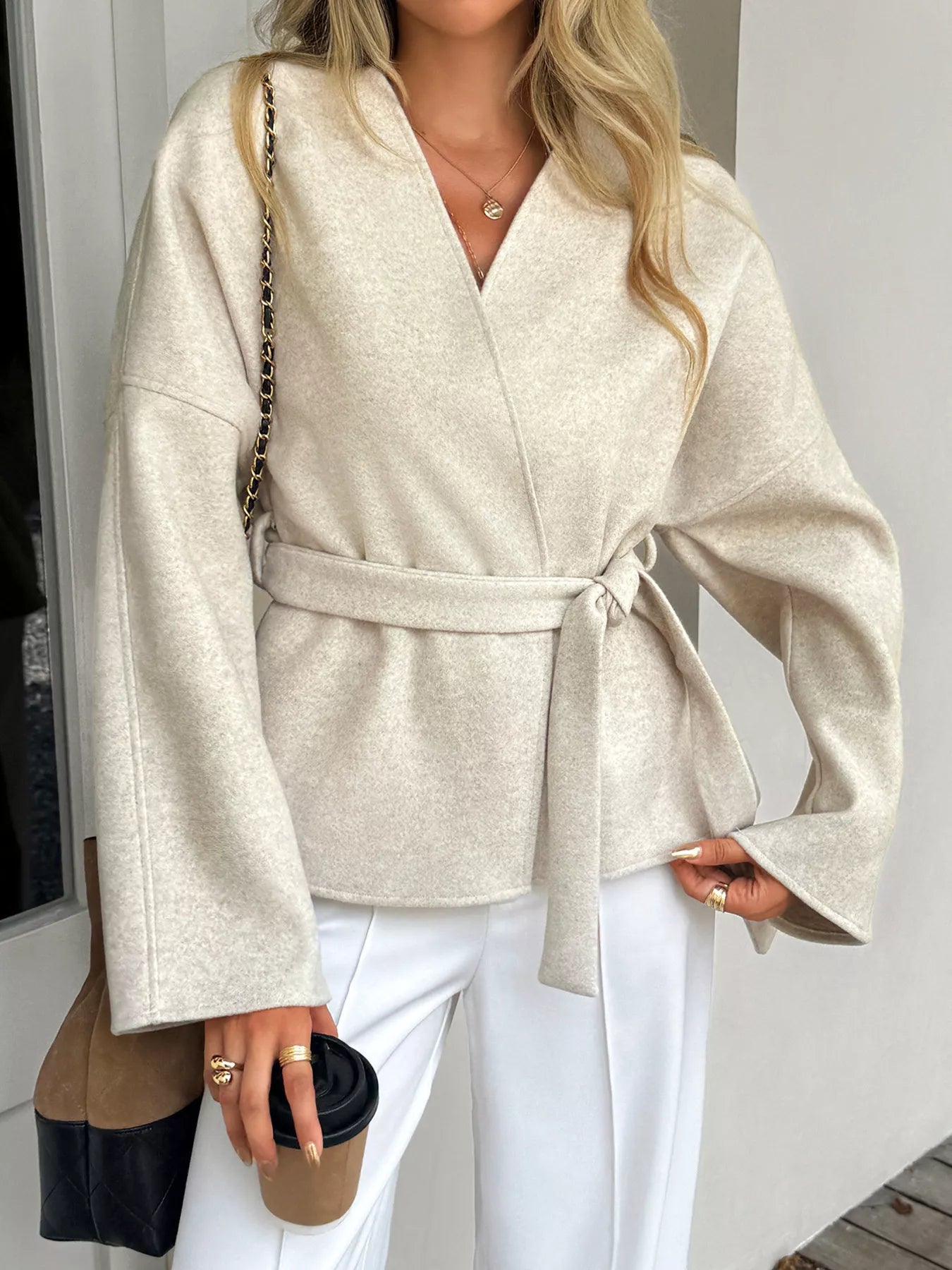 Gemma - Casual Wrap Cardigan with Belt