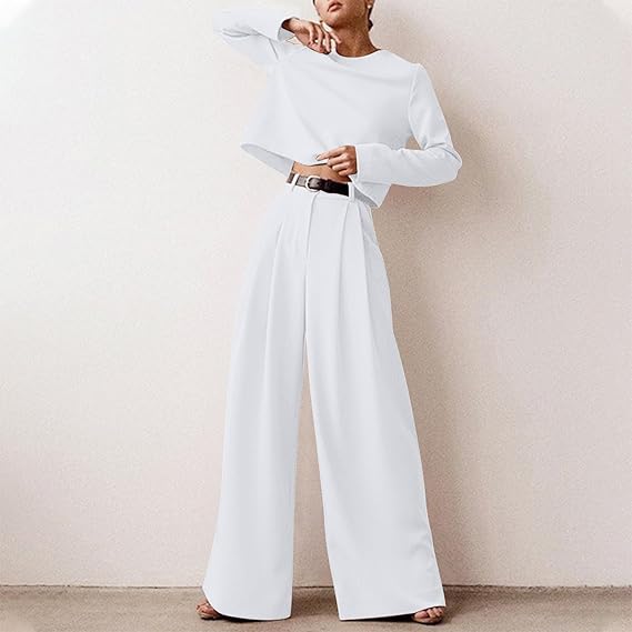 Women’s Co Ord Set | Cropped, Wide-Leg Trousers