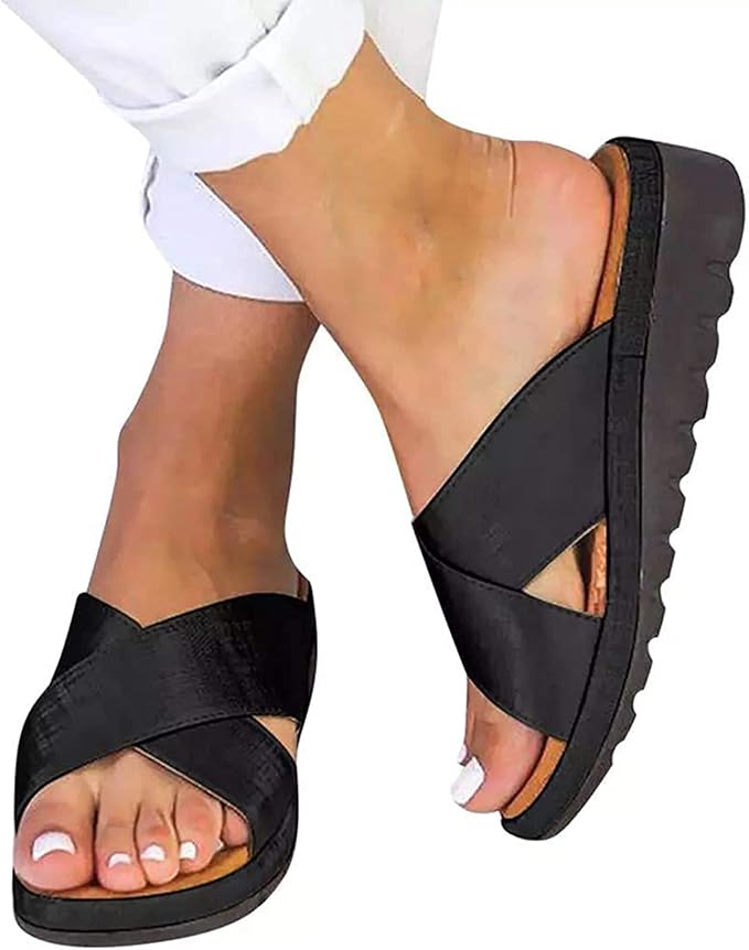 Women's Summer Slip-On Sandals | Criss-Cross, Open Toe