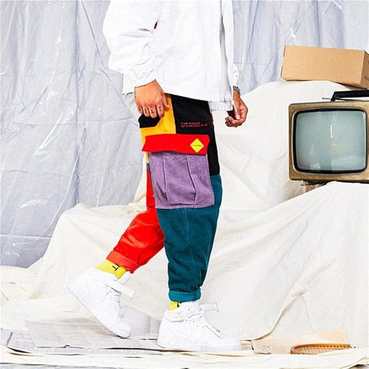 Men's Patchwork Cargo Joggers | Baggy, Drawstring Fit