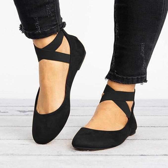 Women’s Summer Ballet Flats | Suede, Ankle Strap
