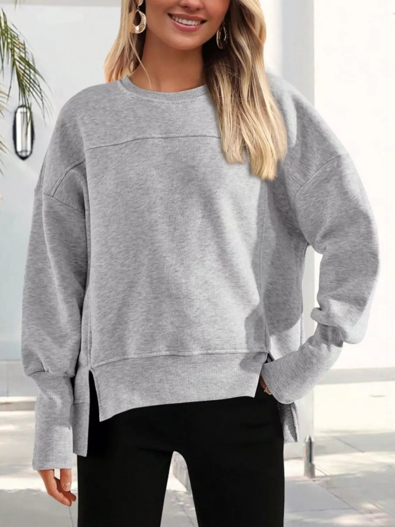 Makhaila - Casual Loose Jumper with Side Slit