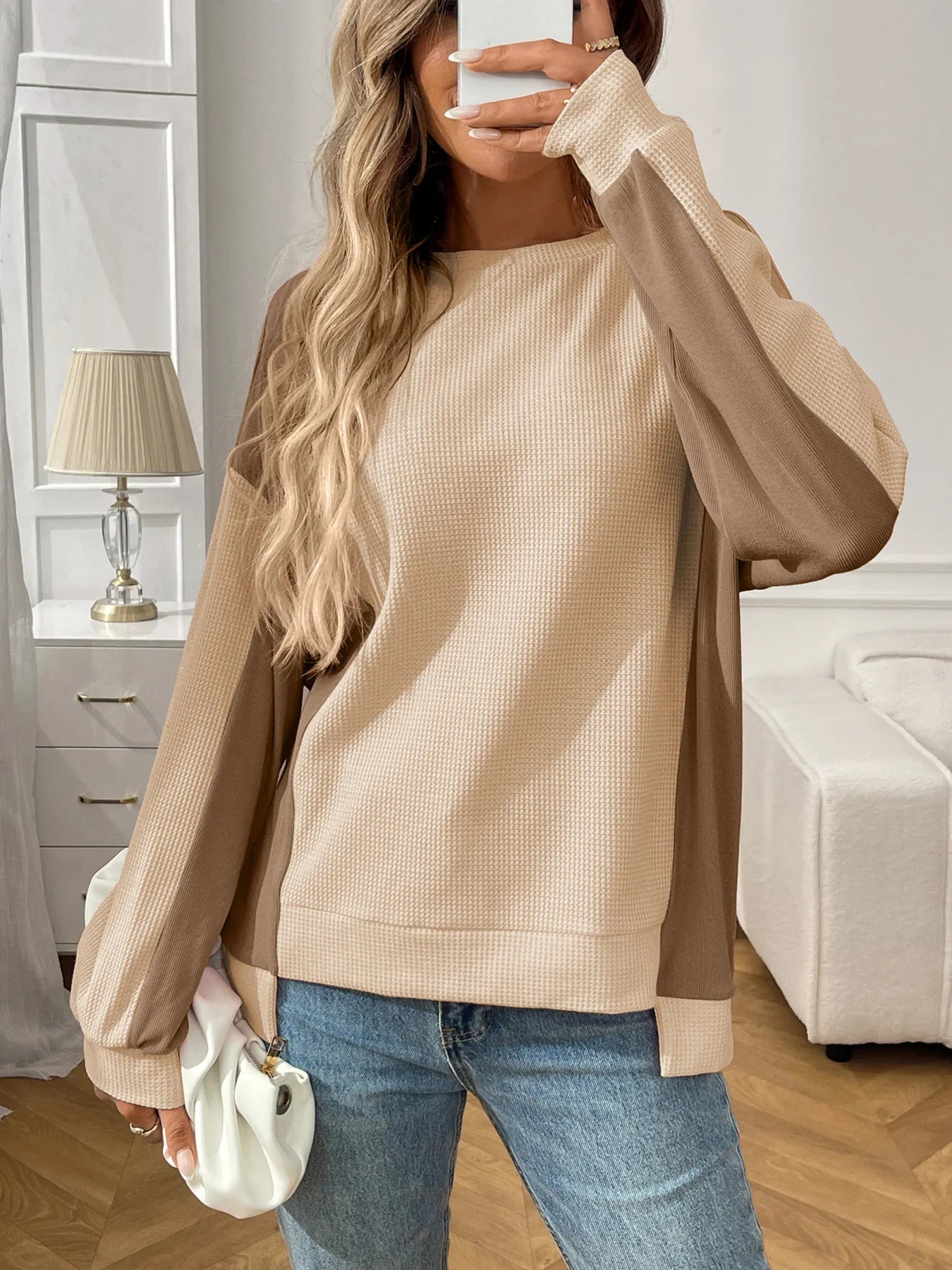 Kaelira - Casual long-sleeve colour-block sweatshirt
