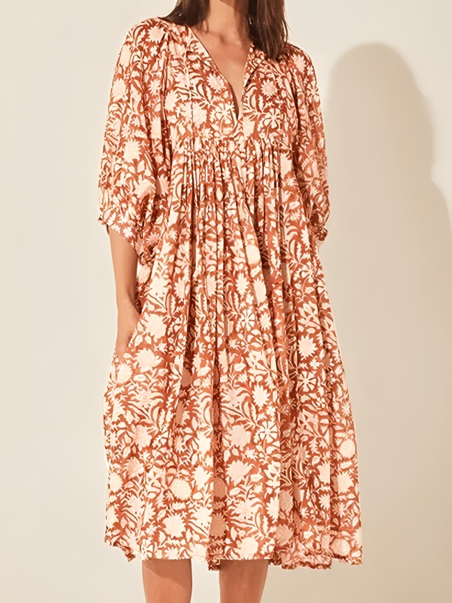 Mercy - Casual loose stylish floral flared-sleeve dress