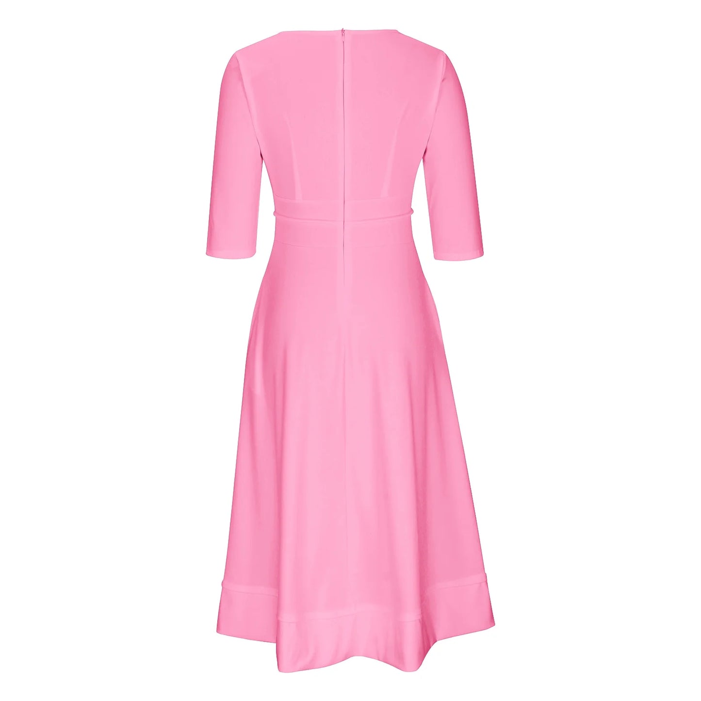 Women's Elegant A-Line Dress | Midi, Deep V-Neck