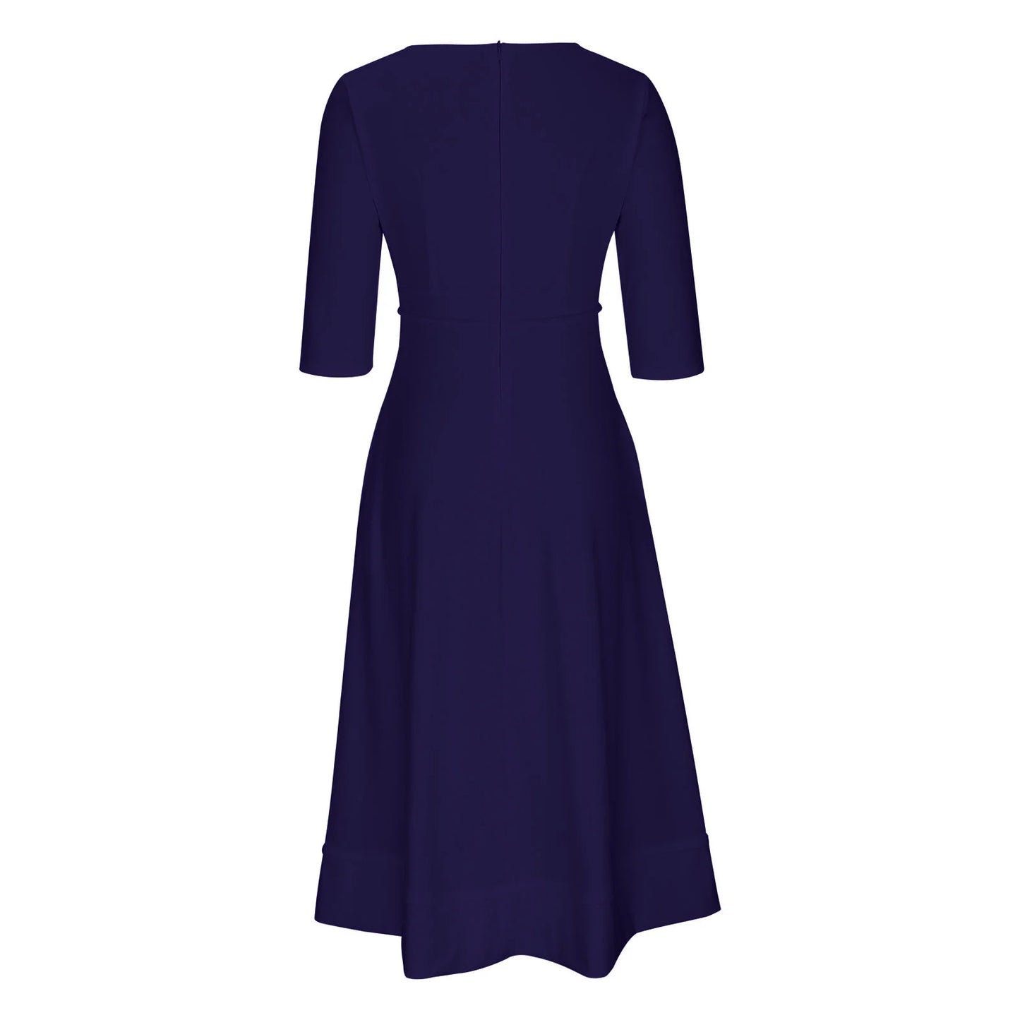 Women's Elegant A-Line Dress | Midi, Deep V-Neck