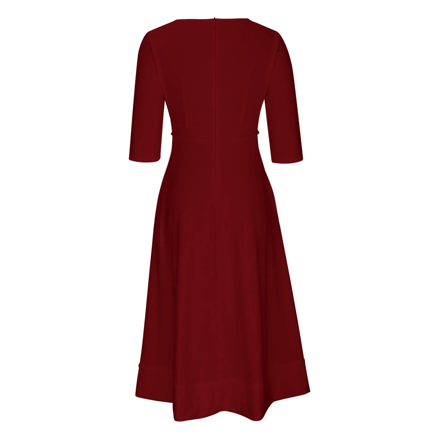Women's Elegant A-Line Dress | Midi, Deep V-Neck