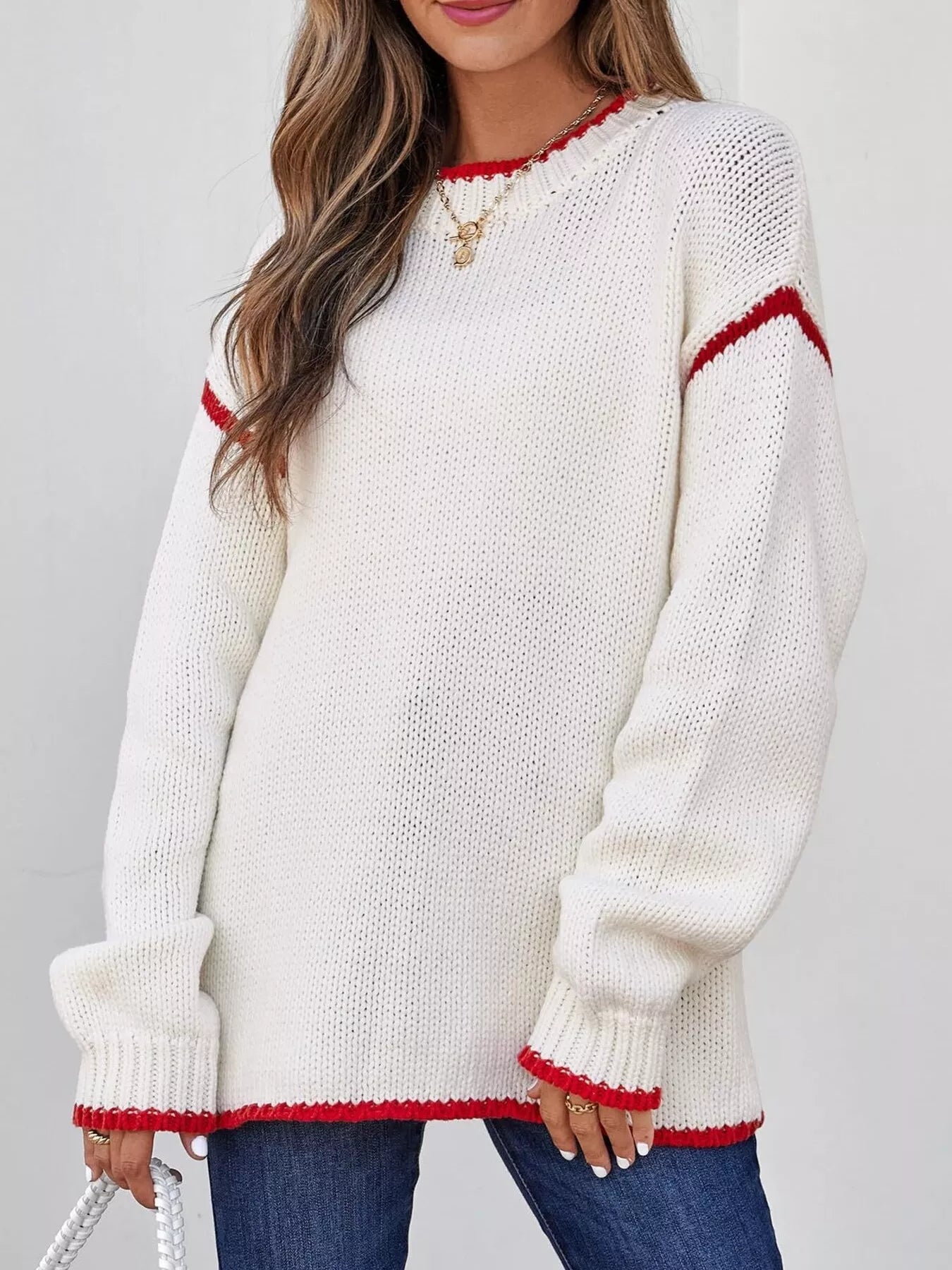 Cailin - Casual Long-Sleeve Jumper with Contrast Trim