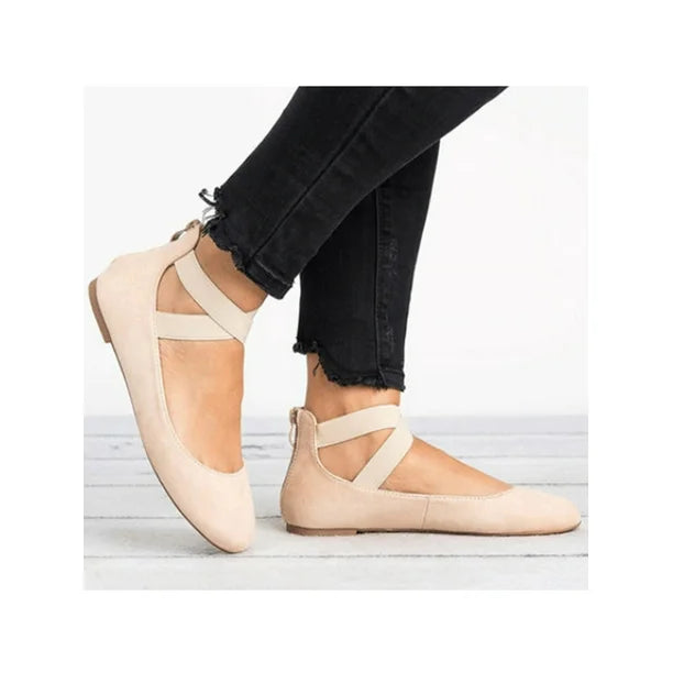 Women’s Summer Ballet Flats | Suede, Ankle Strap