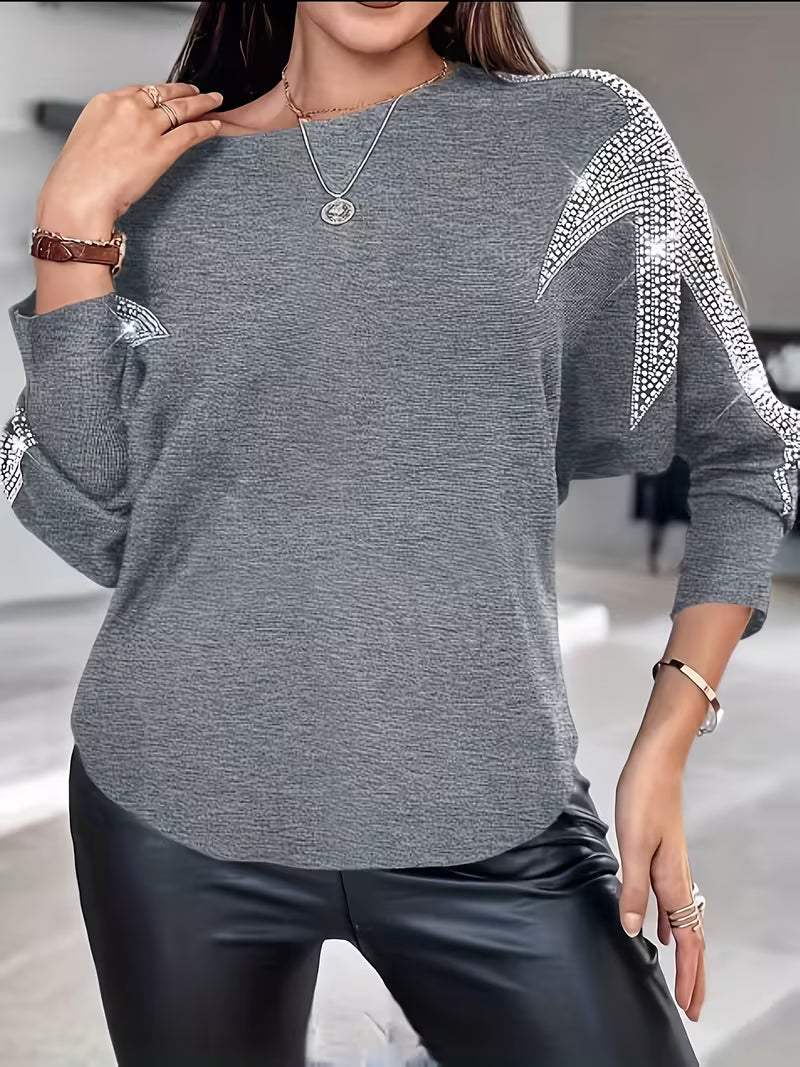 Whitney - Elegant stylish sequin long-sleeve sweater